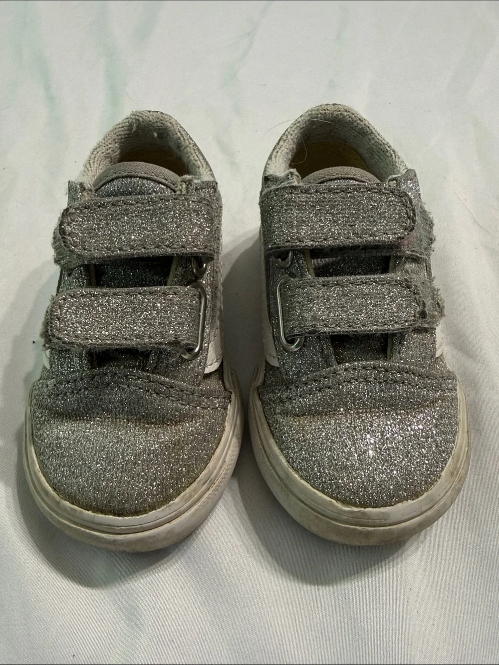 Kids Glitter Velcro Sneakers - Silver